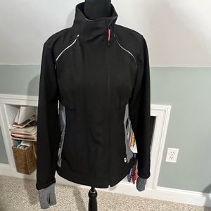 Mondetta Black Asymmetrical Waterproof Water Resistant Zip up Jacket L